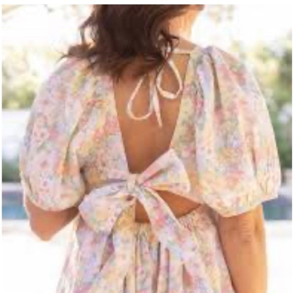 Joe Fresh Dresses & Skirts - Open-Back Floral Midi Dress with Bow Tie